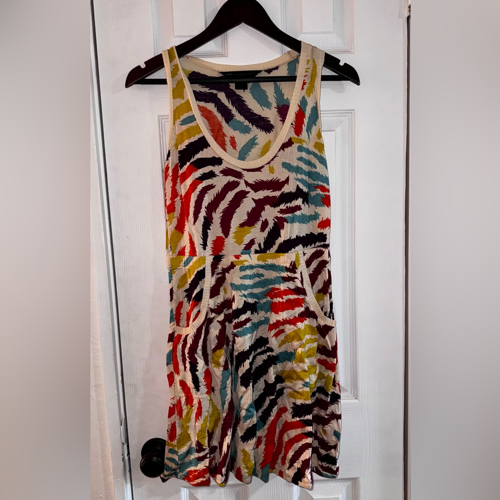 Marc By Marc Jacobs| Woman Cream Purple Blue Multi Wild Side Sleeveless Dress